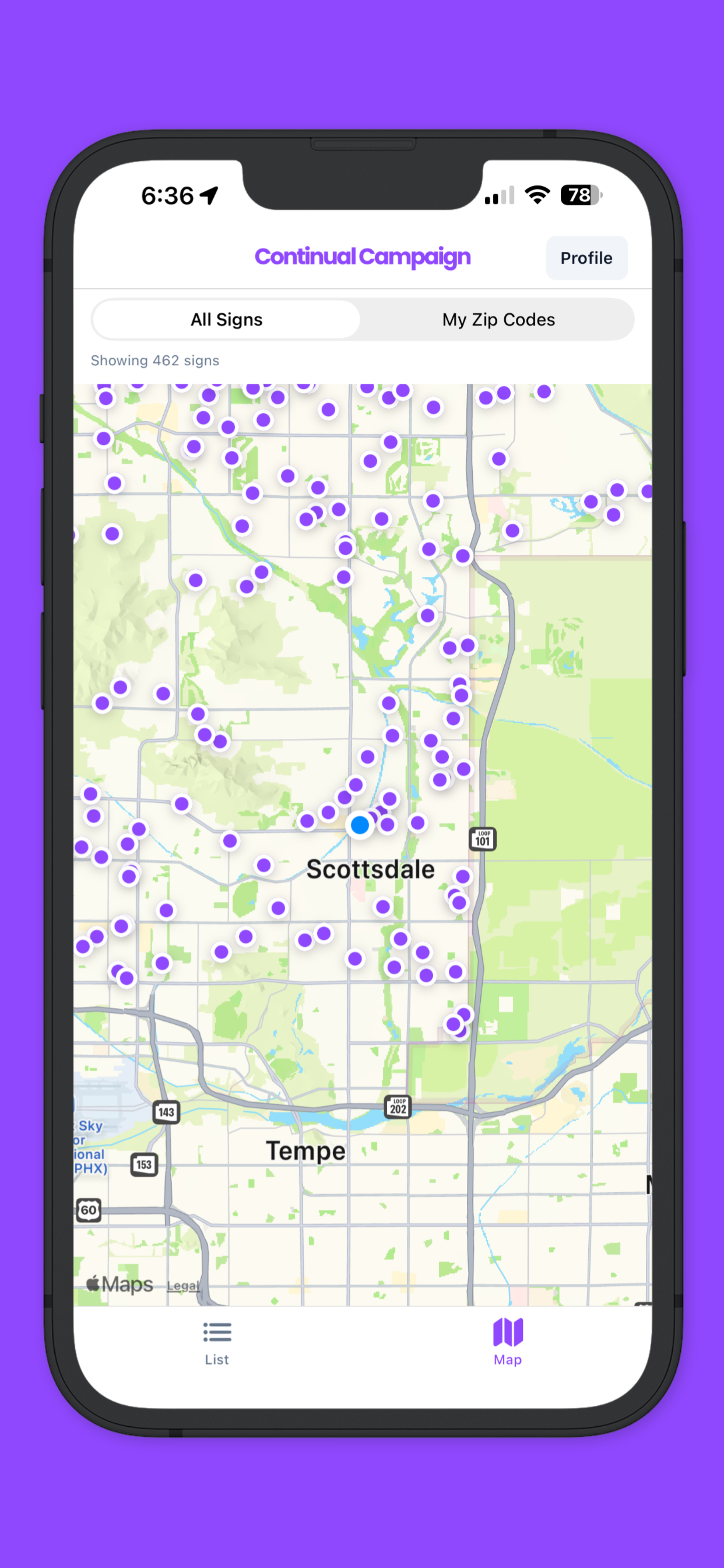 Mobile Delivery/Placement Confirmation Screen