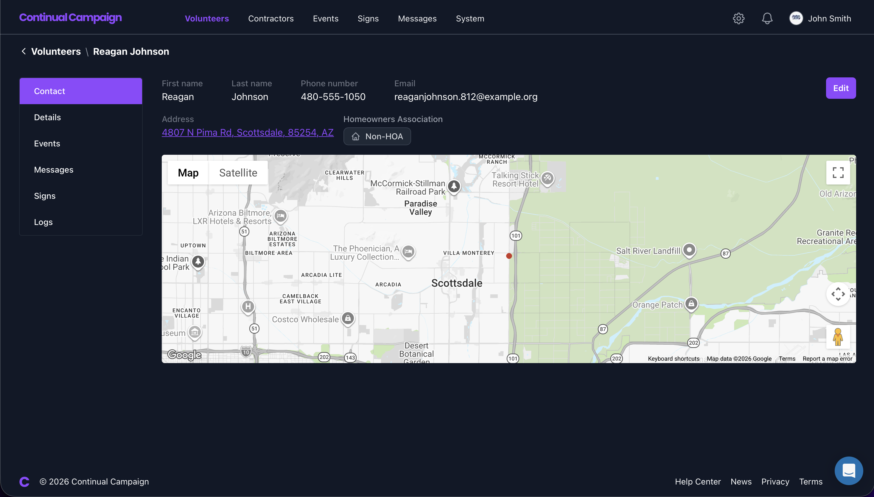 Outreach & Response View (dark)