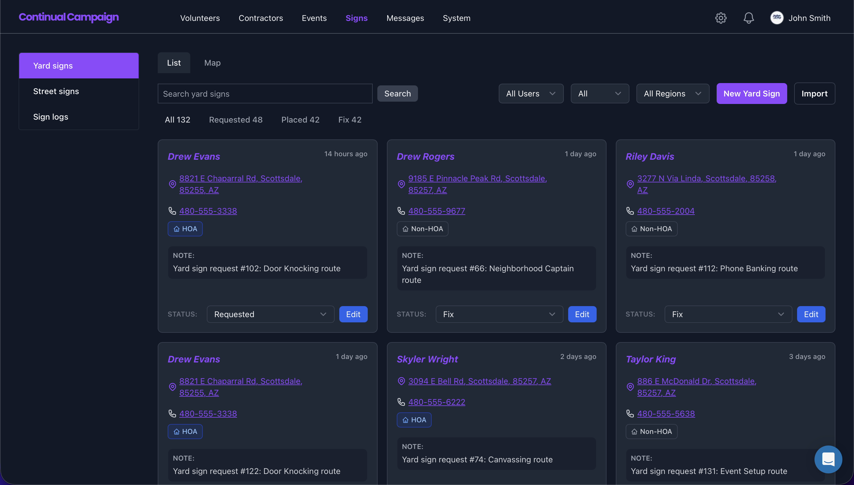 Sign Request Queue (dark)