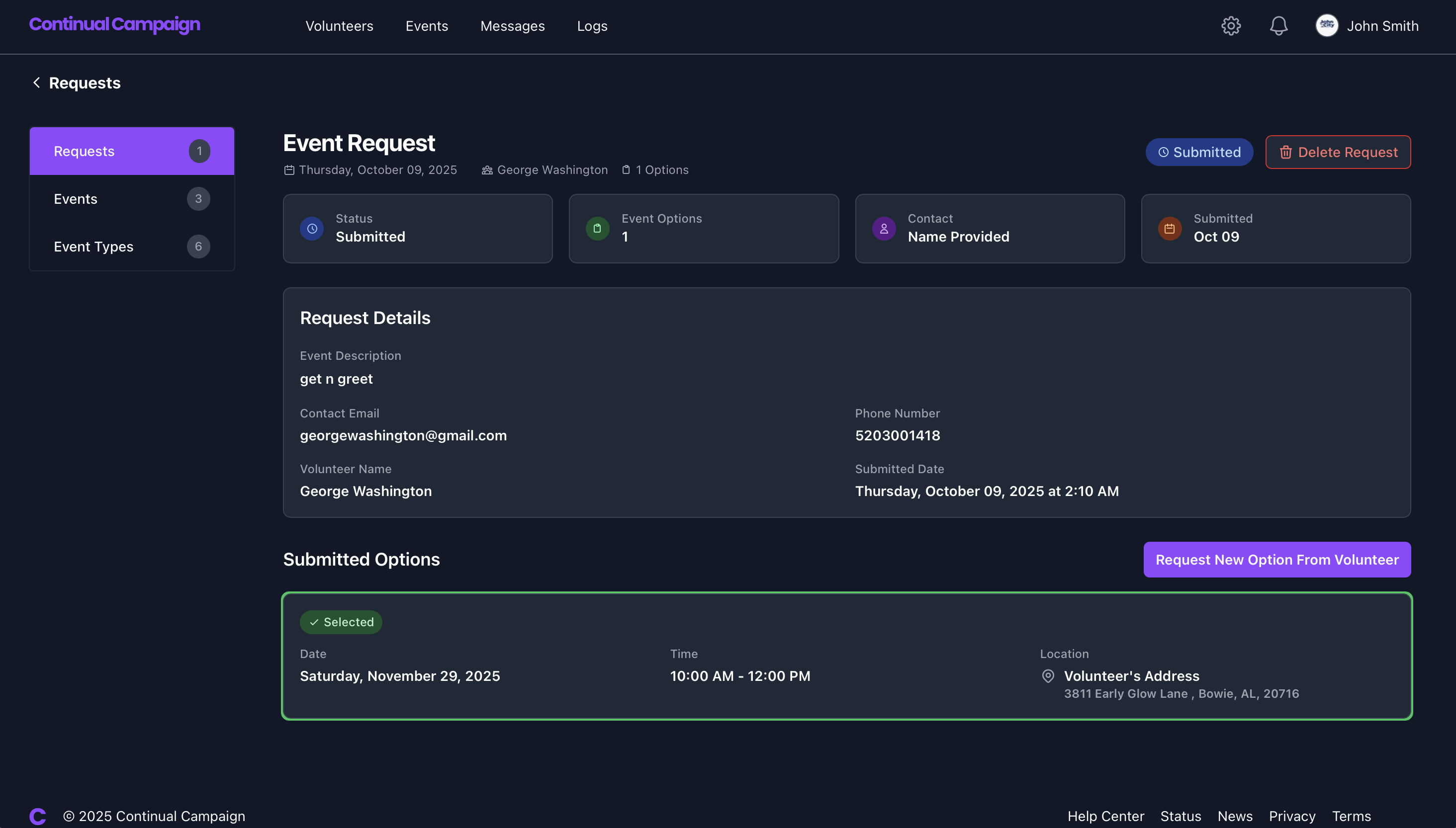 Event screenshot (dark)