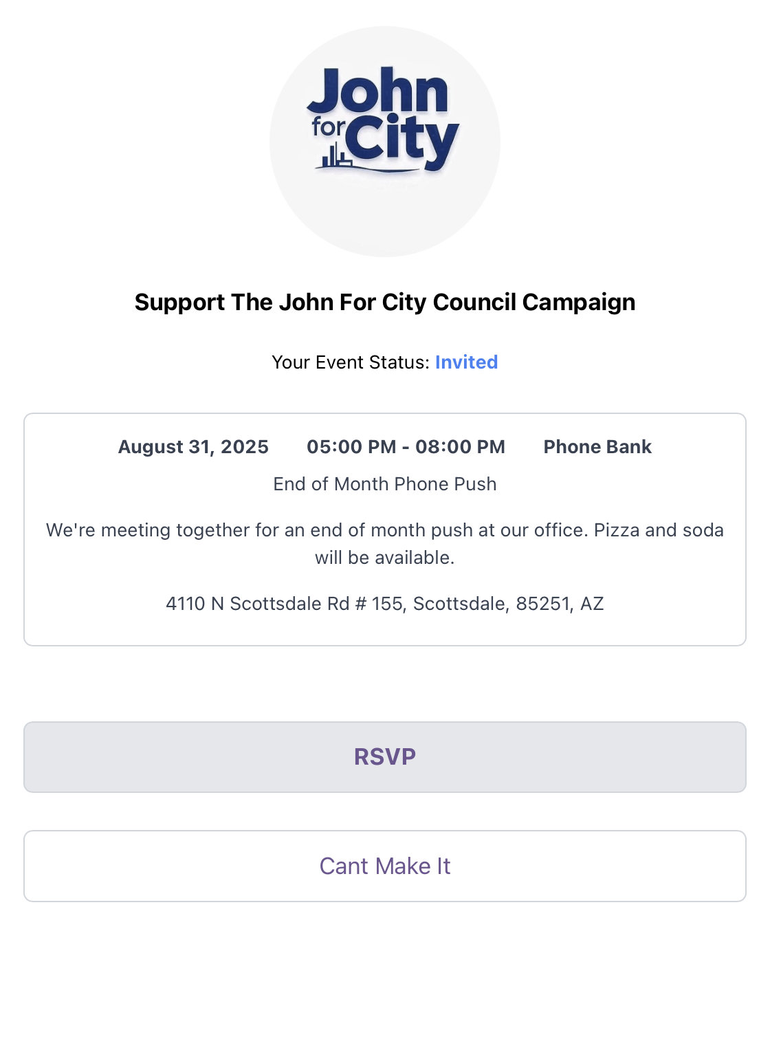 rsvp screenshot